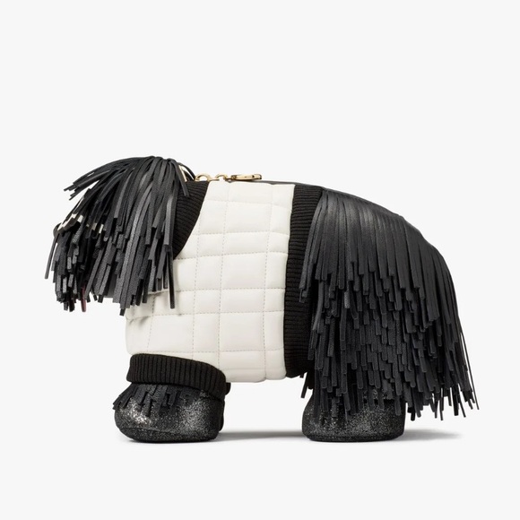 New Kate Spade Shaggy Fringed 3D Dog Crossbody - Picture 2 of 10